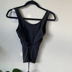 Brandy Melville Black Corset Tie Back Tank